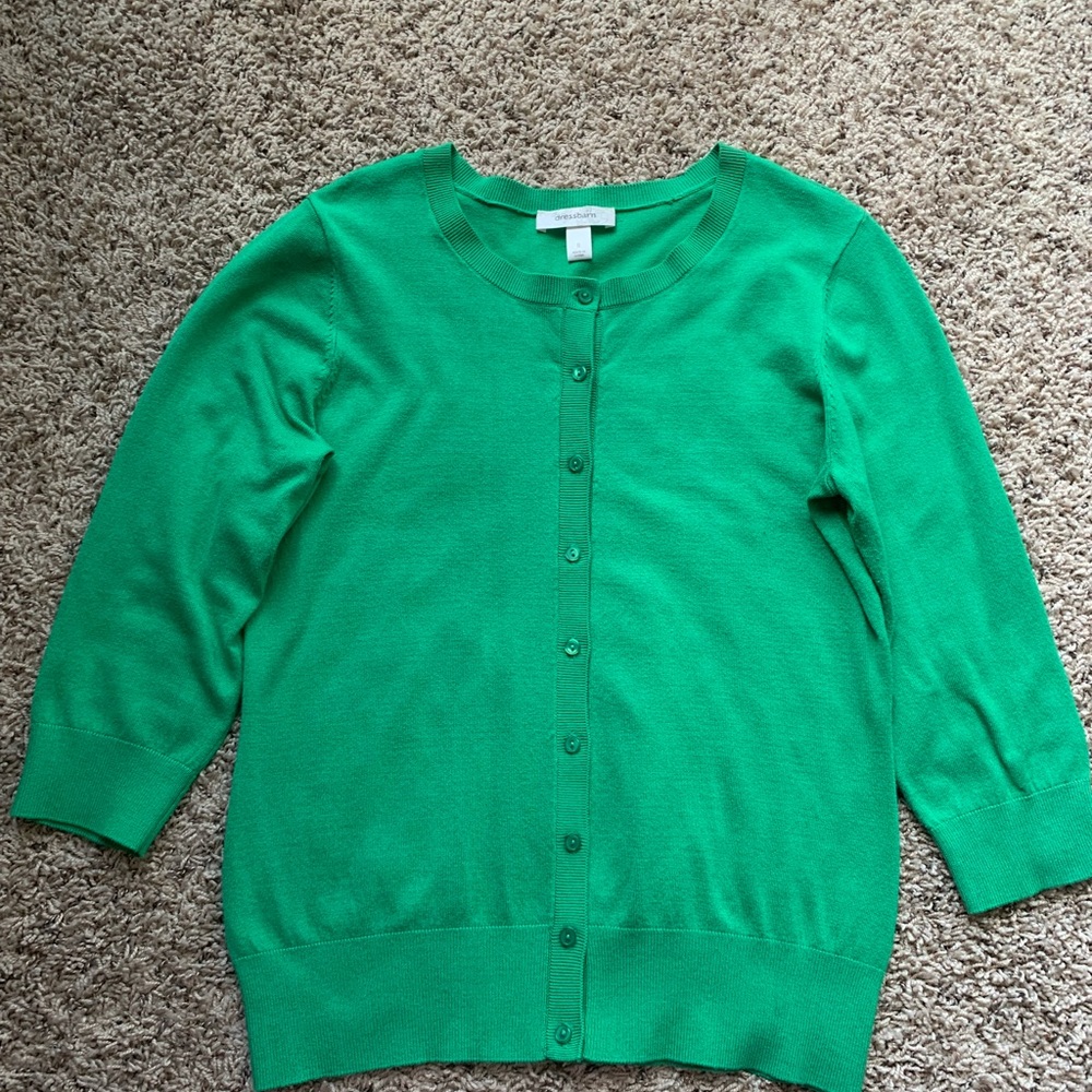 Dressbarn Women’s Cardigan Buttoned Down Color Green Size Small 3/4 Sleeves